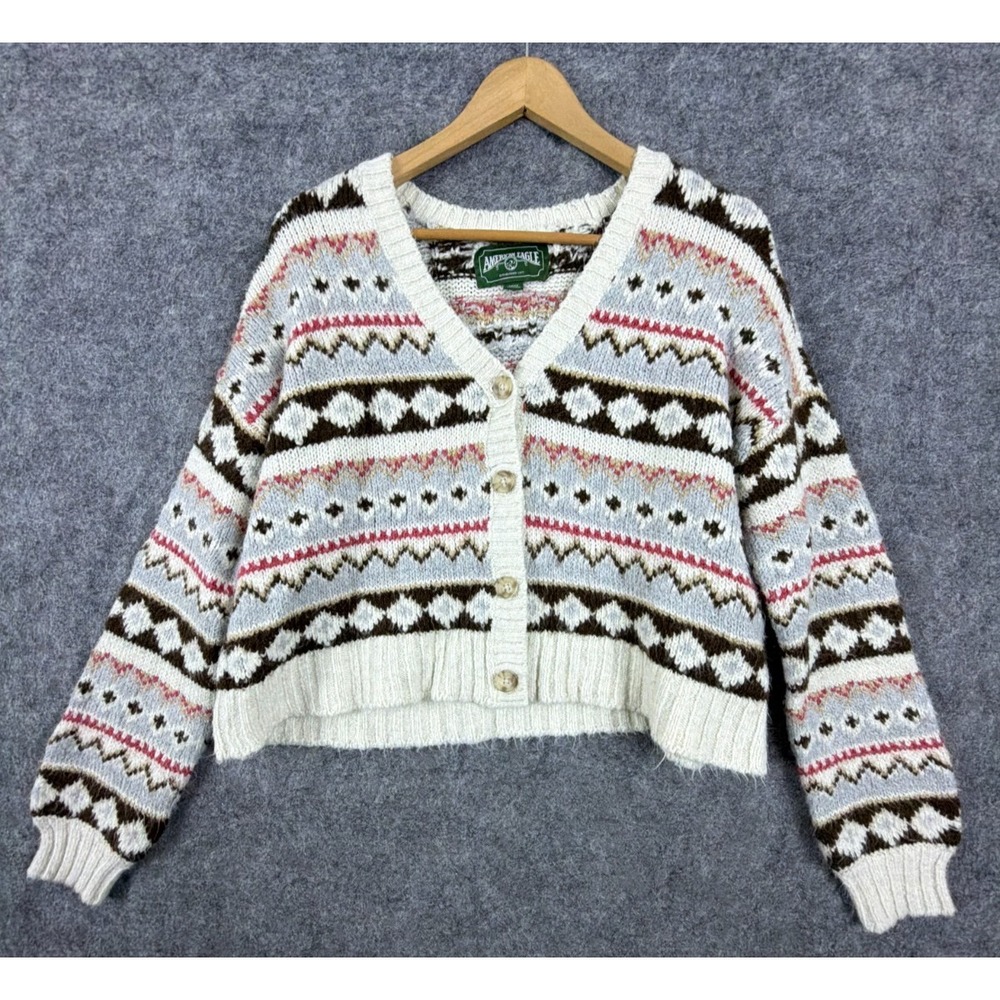 Vintage American Eagle Outfitters Cardigan Sweater Womens Small Fair Isle Retro